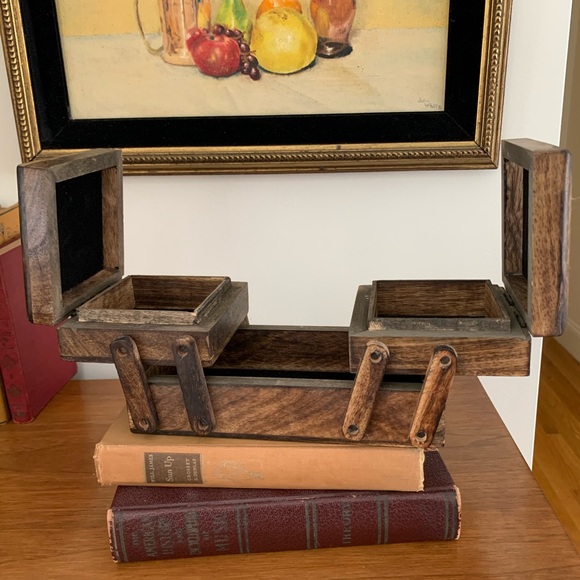 Boho Carved Wood Jewelry Box